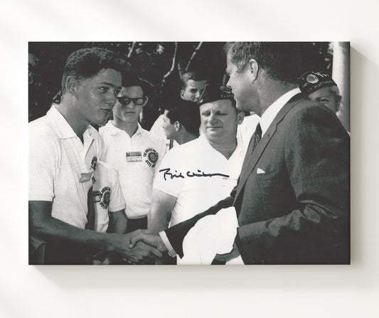 Bill Clinton and John F. Kennedy - Meeting as Young Delegate 1963 8x10 Canvas history wall art