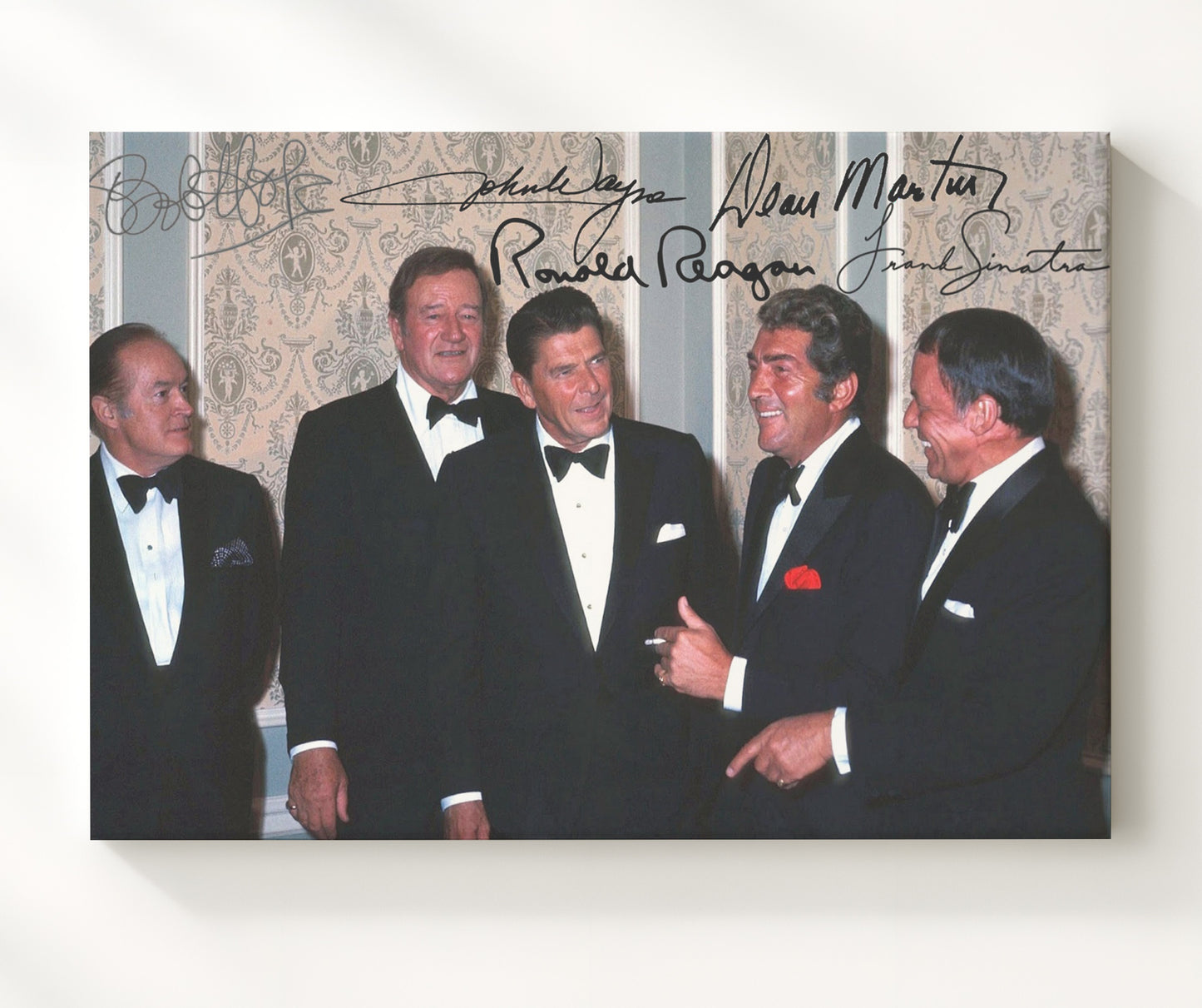 Historical - Bob Hopejohn Wayneronald Reagandean Martin And Frank Sinatra - Hollywood Legends Gathering - Landscape History Wall Art