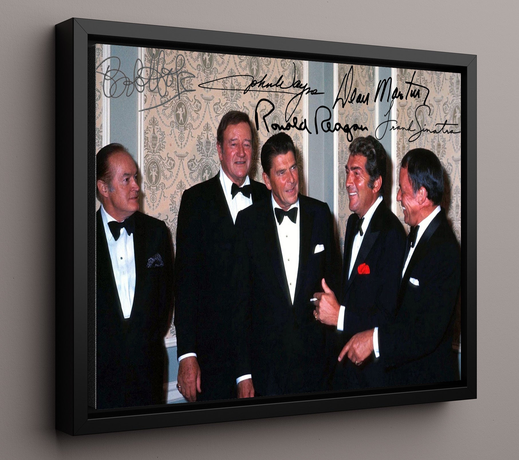 Historical - Bob Hopejohn Wayneronald Reagandean Martin And Frank Sinatra - Hollywood Legends Gathering - Landscape History Wall Art