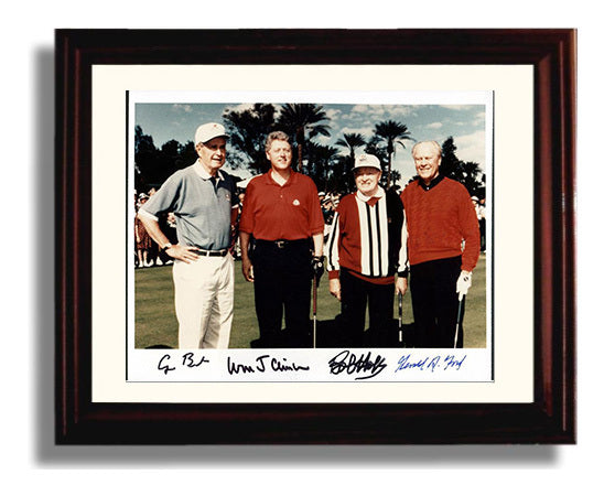 Historical - Bob Hope With George H.W. Bushbill Clinton And Gerald Ford - Presidents Golf Gathering - Landscape History Wall Art