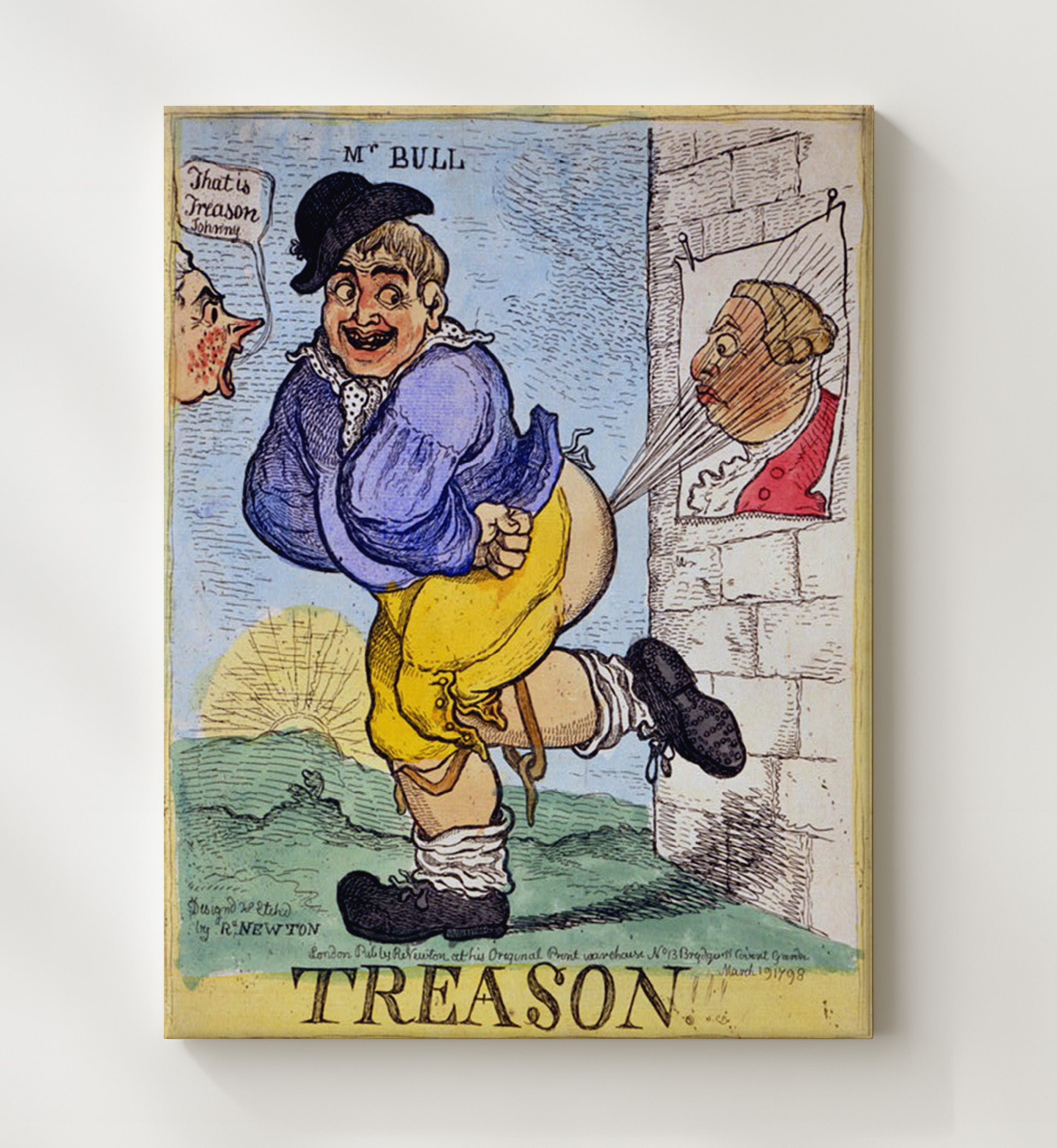 Historical - British Political Cartoon - Treason Illustration 1798 History Wall Art