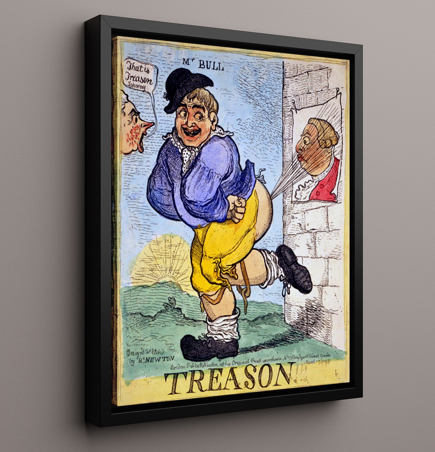 Historical - British Political Cartoon - Treason Illustration 1798 History Wall Art