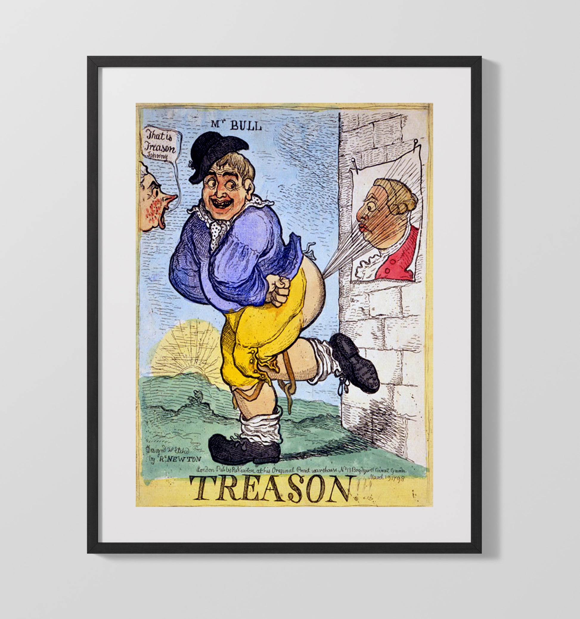 Historical - British Political Cartoon - Treason Illustration 1798 History Wall Art