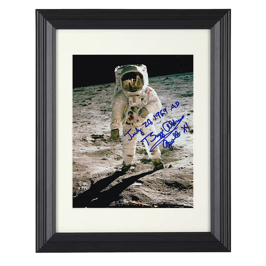 Buzz Aldrin - Apollo 11 Moonwalk July 1969 - Framed Print - 8x10 Beveled Frame