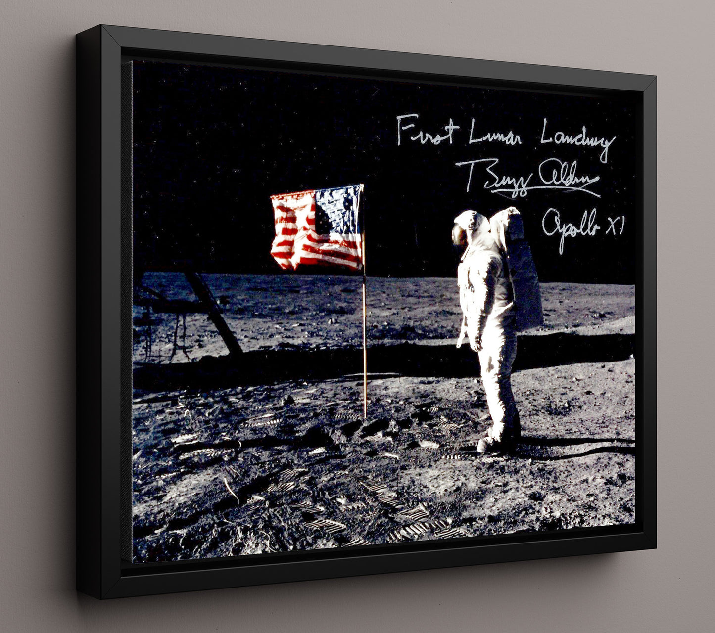 Historical - Buzz Aldrin - First Lunar Flag Apollo 11 1969 - Landscape History Wall Art