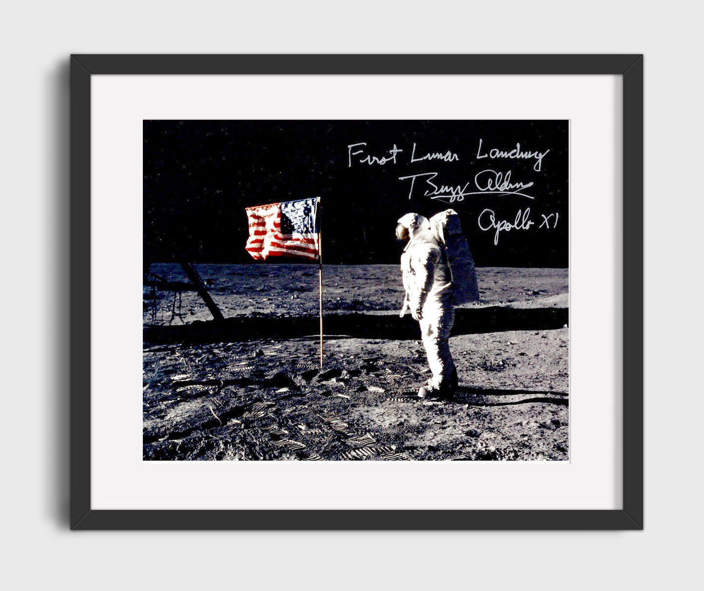 Historical - Buzz Aldrin - First Lunar Flag Apollo 11 1969 - Landscape History Wall Art