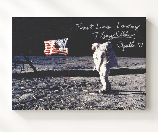 Buzz Aldrin - First Lunar Flag Apollo 11 1969 8x10 Canvas history wall art