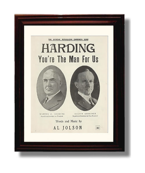 Historical - Campaign Poster - Harding Youre The Man For Us Republican Song History Wall Art