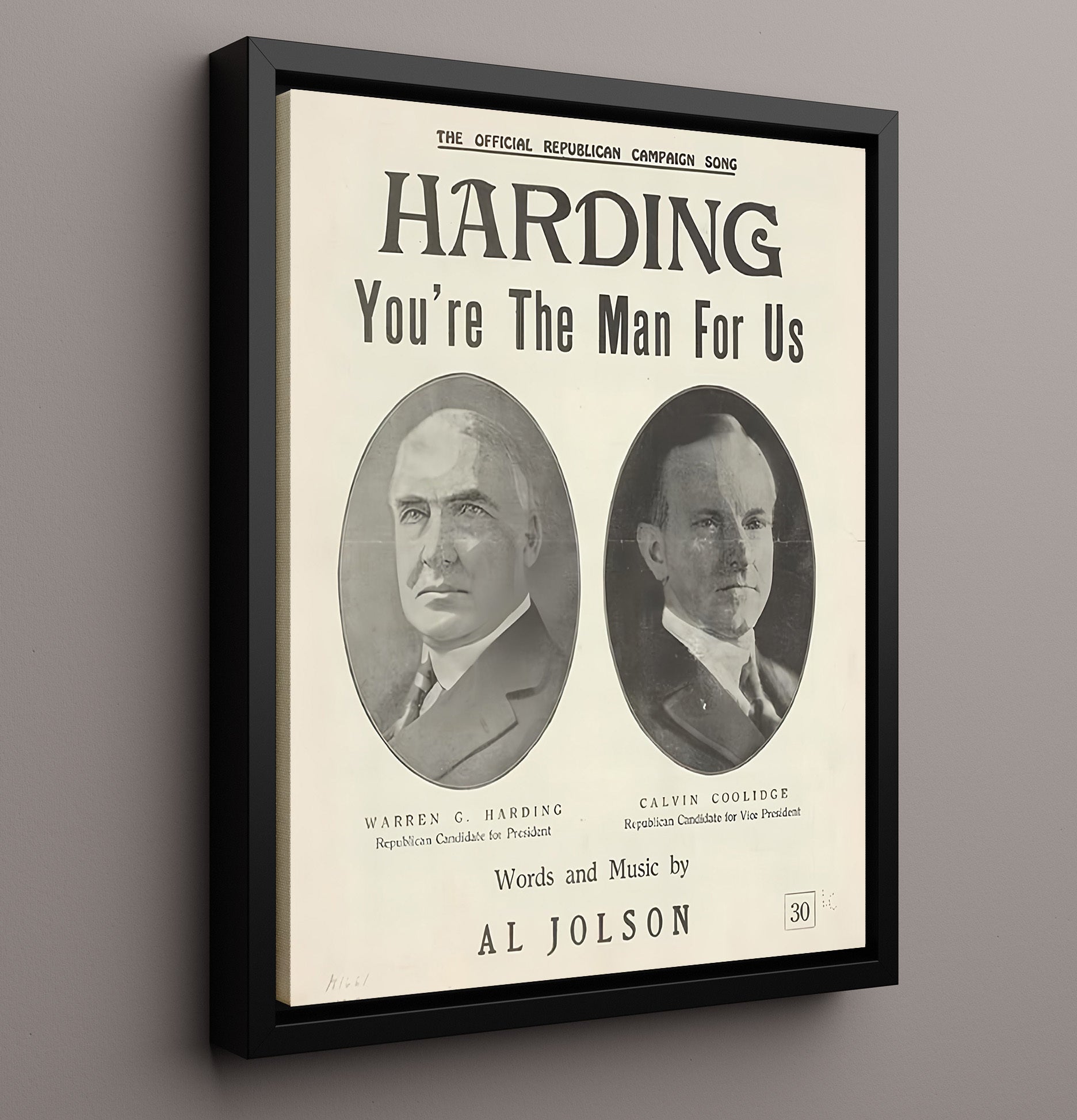 Historical - Campaign Poster - Harding Youre The Man For Us Republican Song History Wall Art