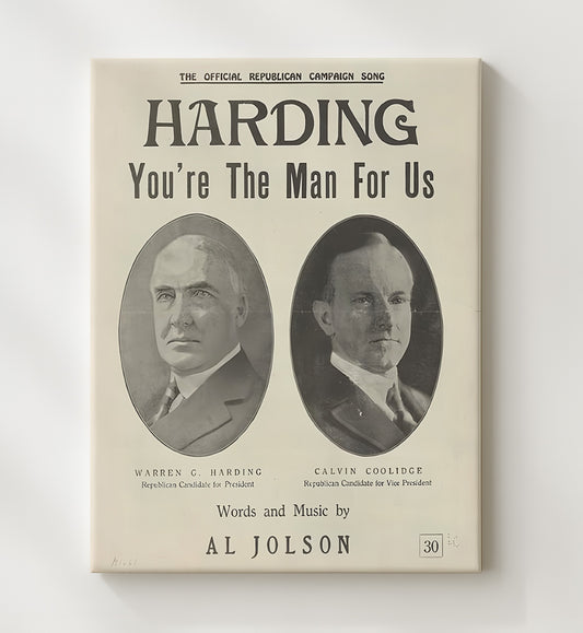 Campaign Poster - Harding You're the Man for US Republican Song 8x10 Canvas history wall art