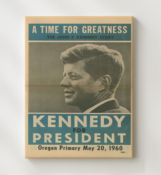 Campaign Poster - Kennedy for President Oregon Primary 1960 8x10 Canvas history wall art