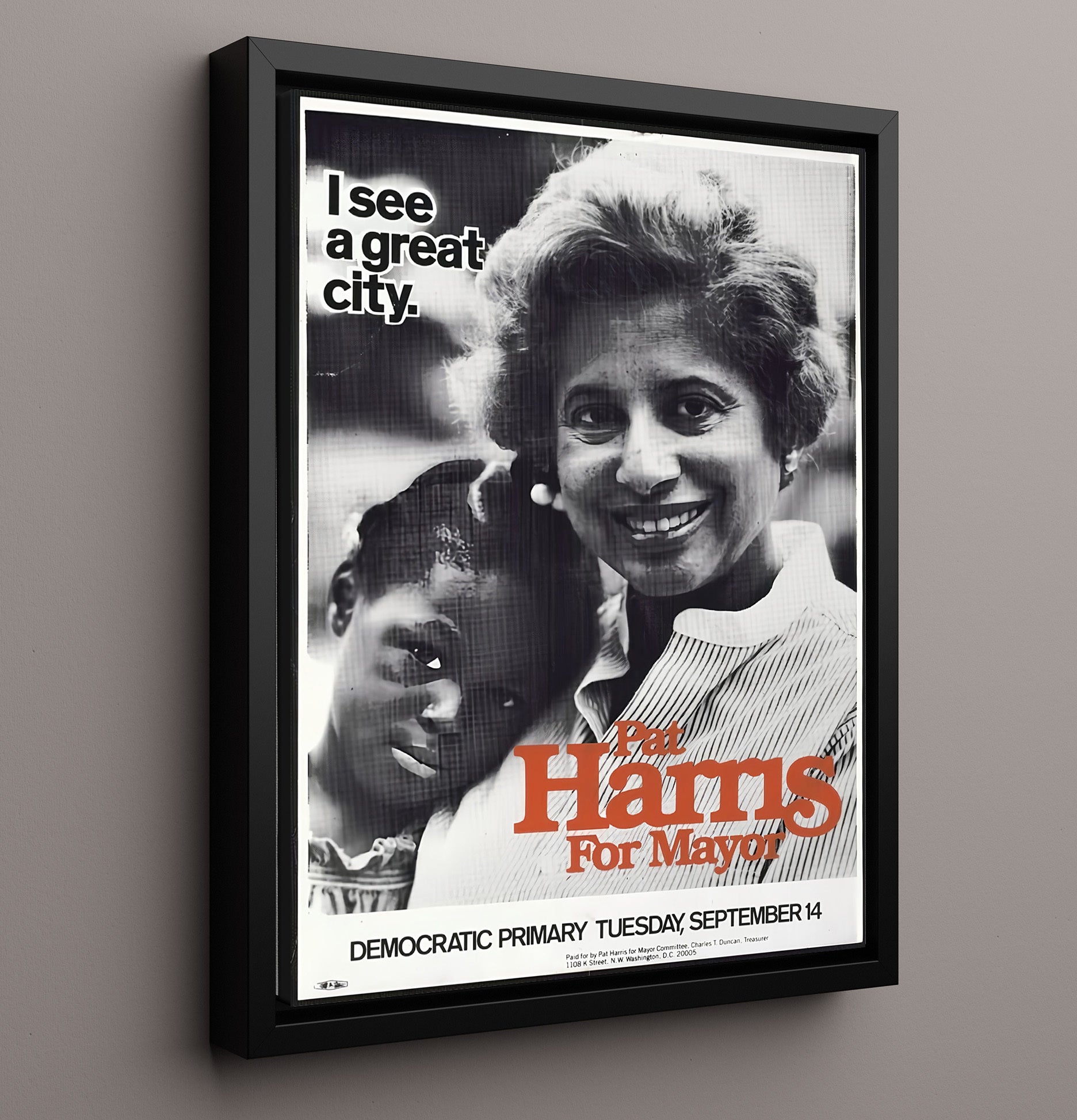 Historical - Campaign Poster - Pat Harris For Mayor City Leadership Portrait History Wall Art