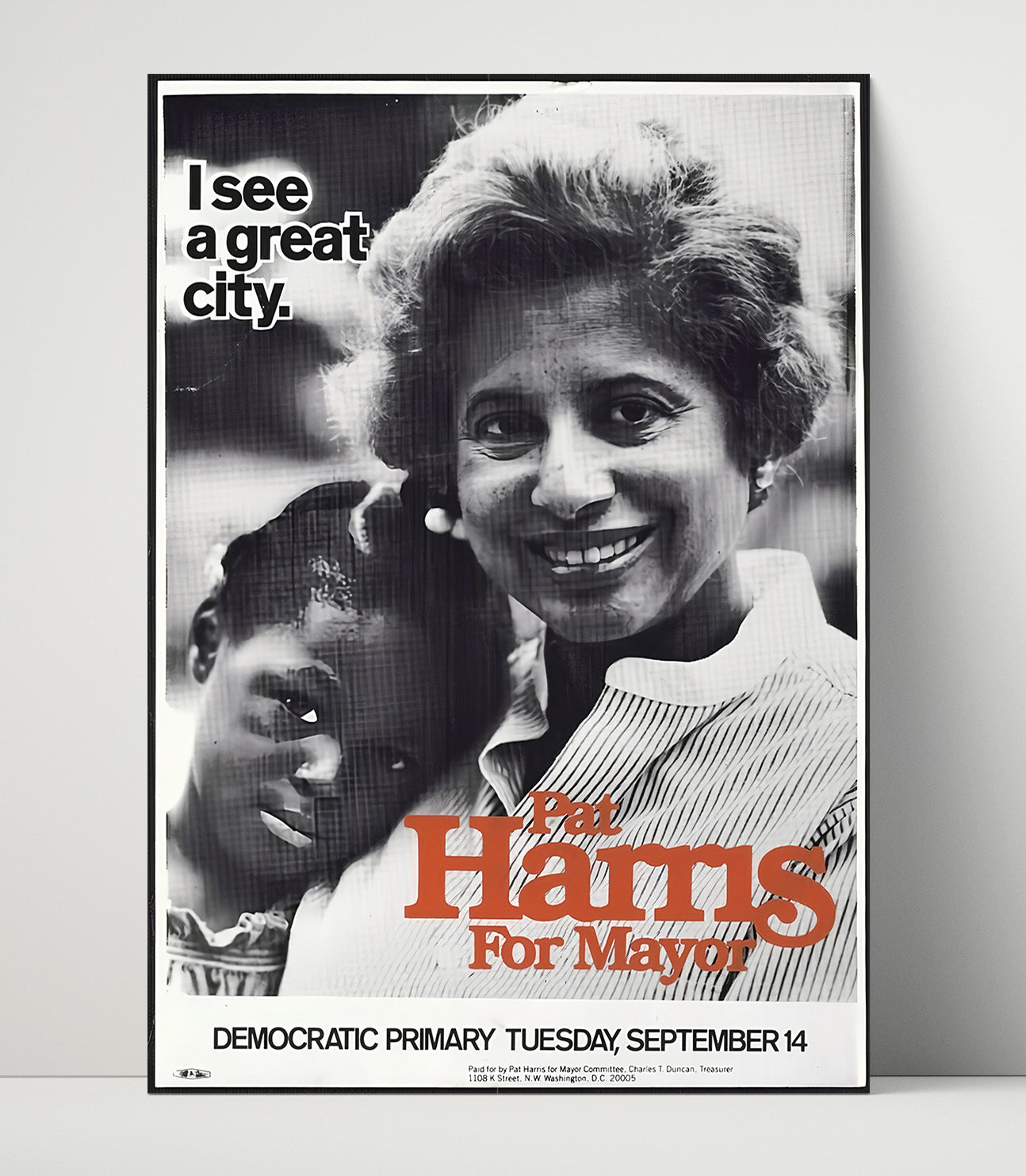 Historical - Campaign Poster - Pat Harris For Mayor City Leadership Portrait History Wall Art