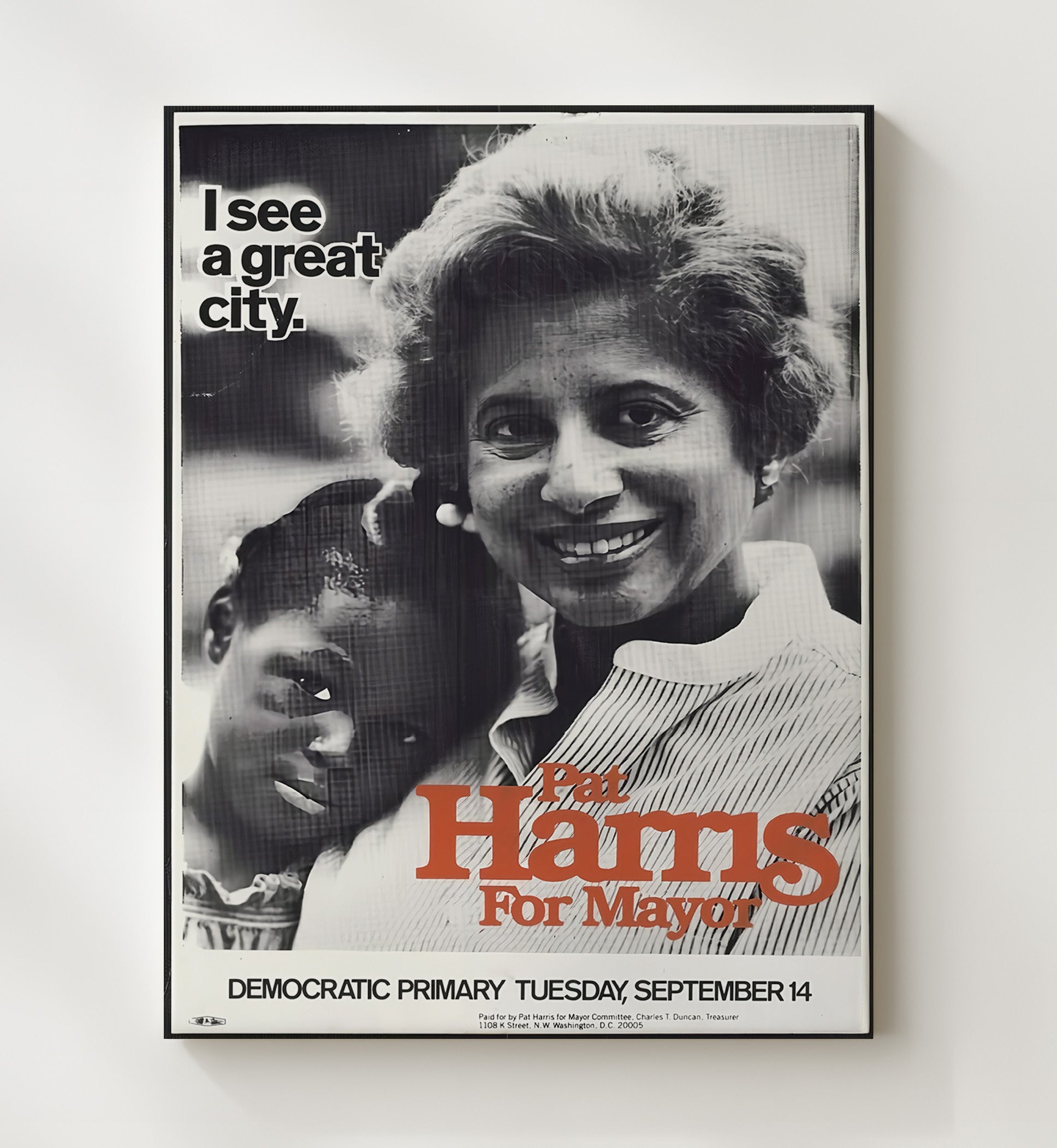 Historical - Campaign Poster - Pat Harris For Mayor City Leadership Portrait History Wall Art