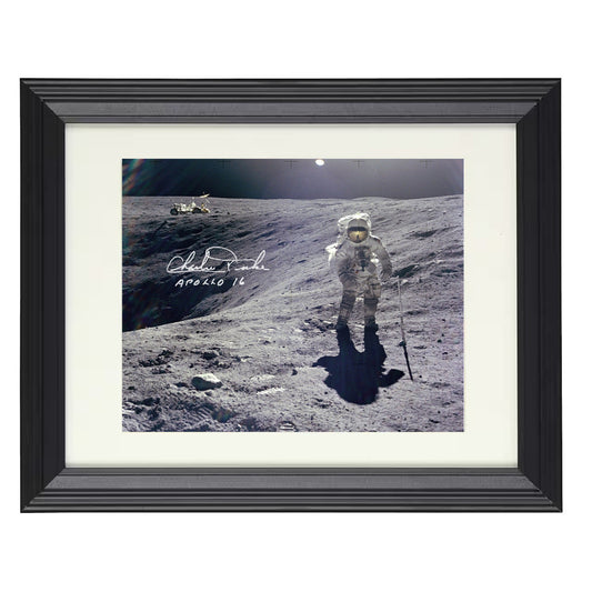 Charlie Duke - Apollo 16 Moonwalk 1972 8x10 Beveled Frame history wall art