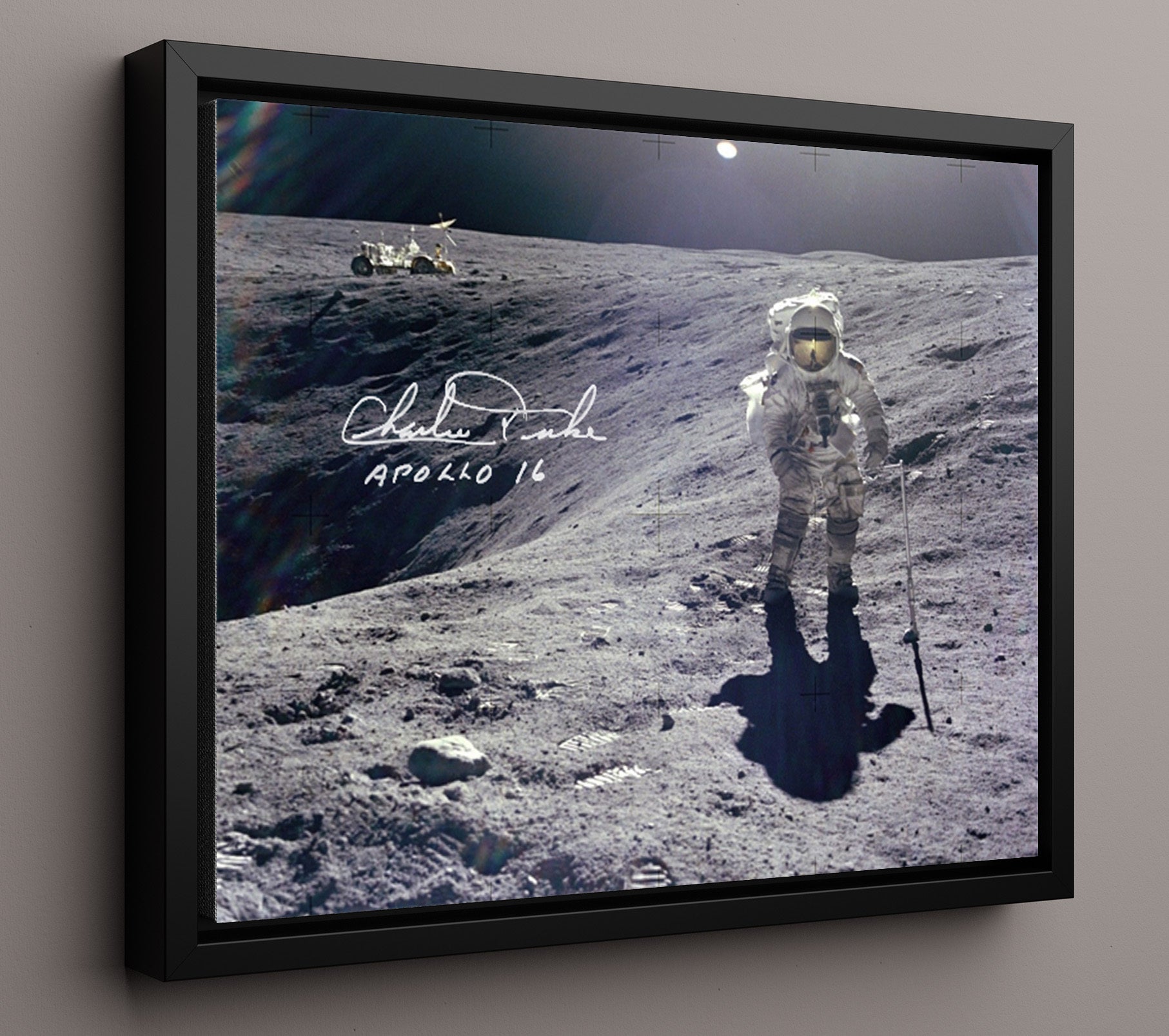 Historical - Charlie Duke - Apollo 16 Moonwalk 1972 - Landscape History Wall Art