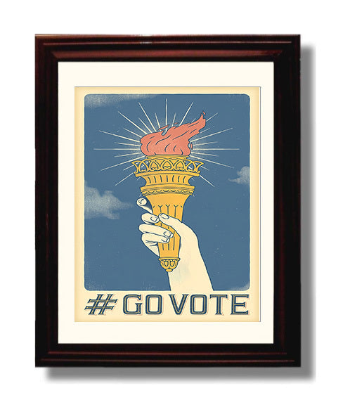 Historical - Civic Engagement Poster - Go Vote Torch Of Liberty Illustration History Wall Art