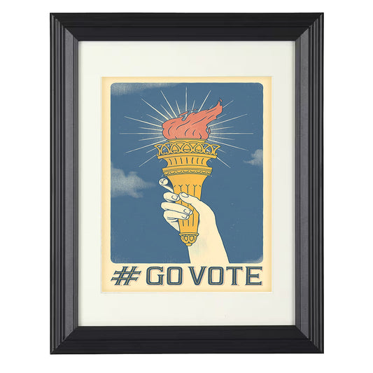 Civic Engagement Poster - Go Vote Torch of Liberty Illustration 8x10 Beveled Frame history wall art