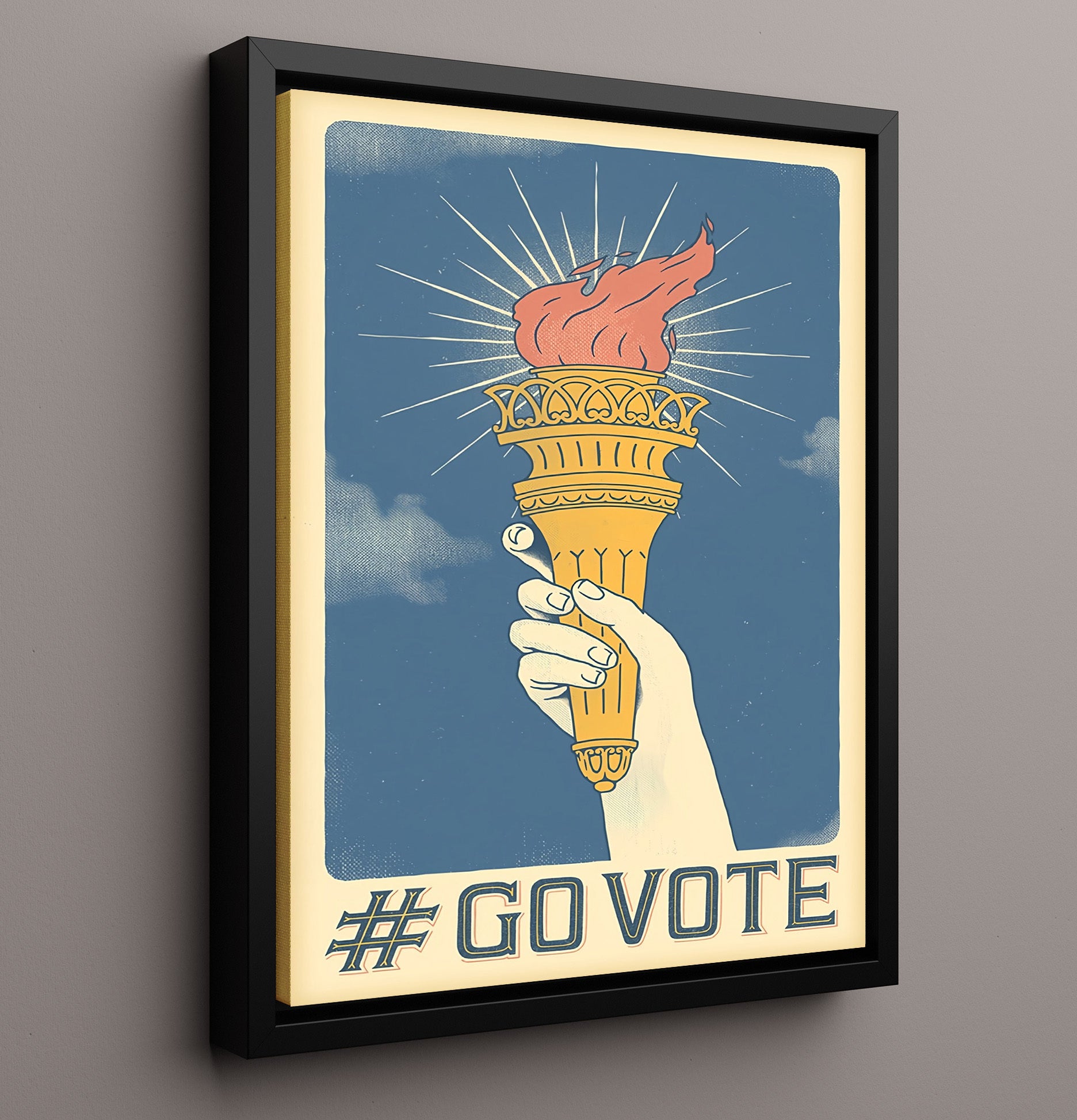 Historical - Civic Engagement Poster - Go Vote Torch Of Liberty Illustration History Wall Art