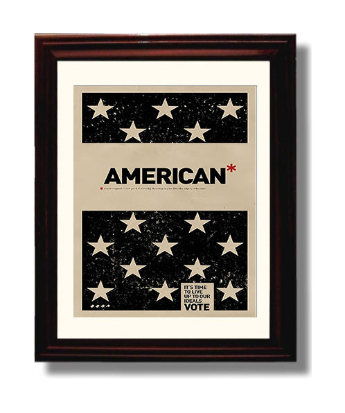 Historical - Civic Identity Poster - American Stars Flag Vote Message Design History Wall Art