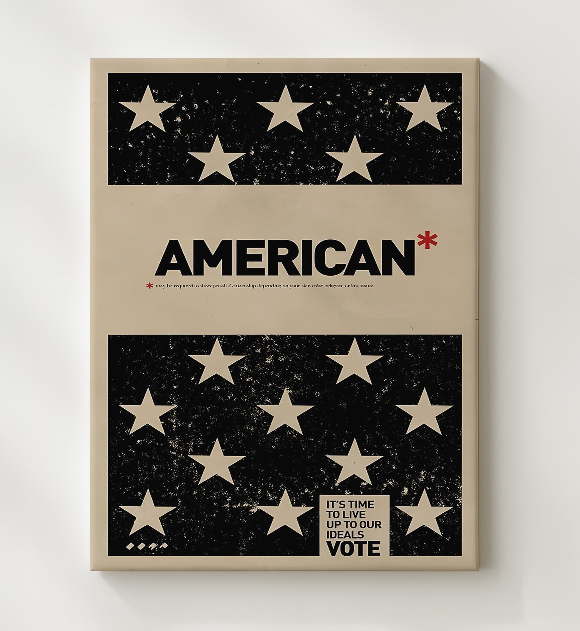 Historical - Civic Identity Poster - American Stars Flag Vote Message Design History Wall Art