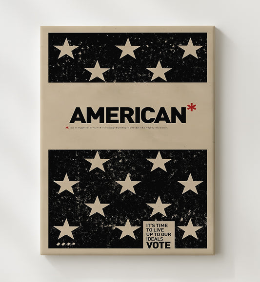 Civic Identity Poster - American Stars Flag Vote Message Design 8x10 Canvas history wall art