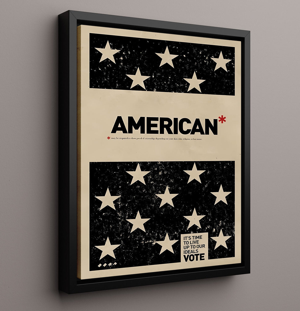 Civic Identity Poster - American Stars Flag Vote Message Design 8x10 Framed Canvas history wall art