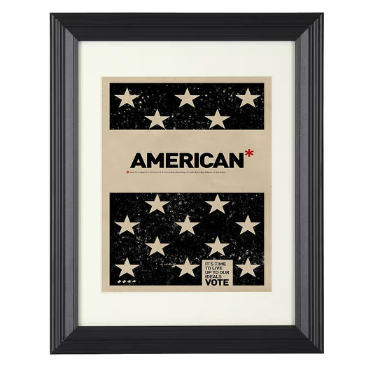 Civic Identity Poster - American Stars Flag Vote Message Design 8x10 Beveled Frame history wall art
