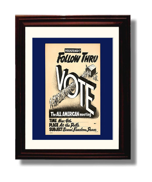 Historical - Civic Poster - Follow Thru Vote All American Meeting Illustration History Wall Art