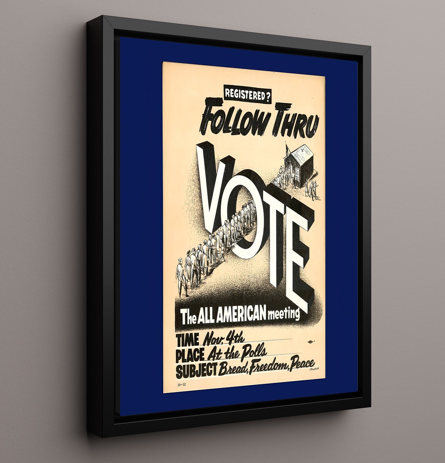 Historical - Civic Poster - Follow Thru Vote All American Meeting Illustration History Wall Art