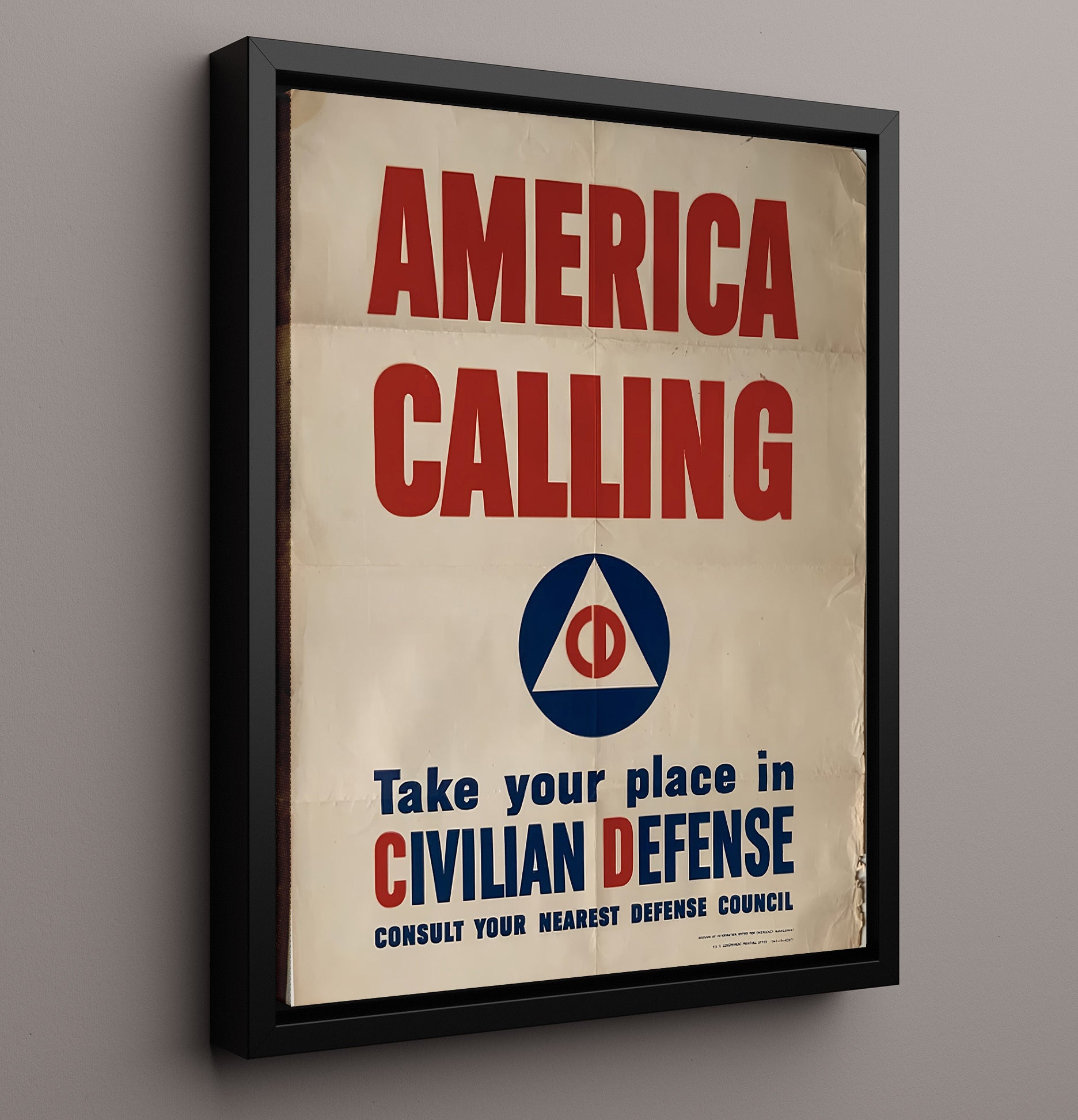 Historical - Civil Defense Poster - America Calling Civilian Defense Recruitment History Wall Art