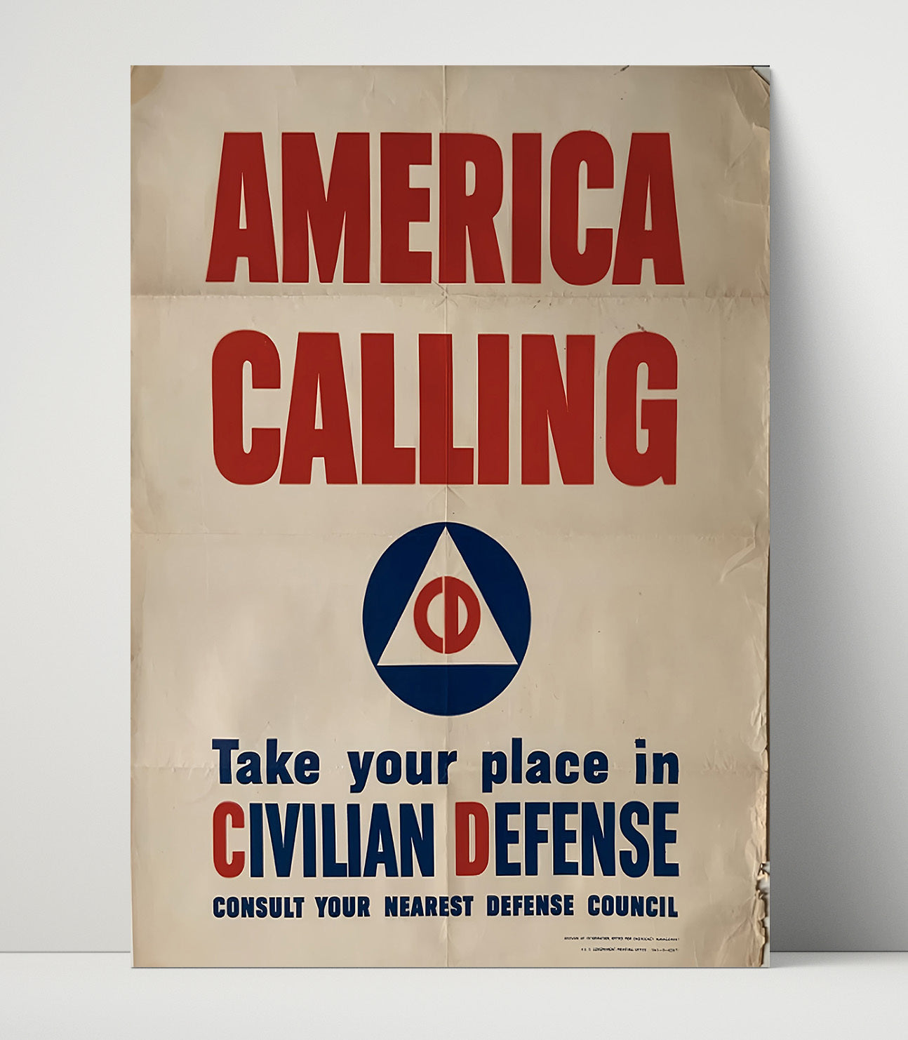 Historical - Civil Defense Poster - America Calling Civilian Defense Recruitment History Wall Art
