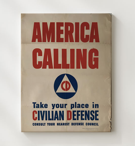 Civil Defense Poster - America Calling Civilian Defense Recruitment 8x10 Canvas history wall art