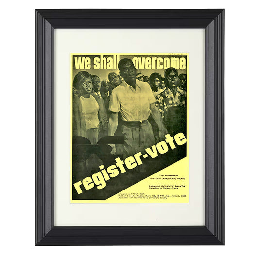 Civil Rights Poster - We Shall Overcome Register Vote Movement 8x10 Beveled Frame history wall art