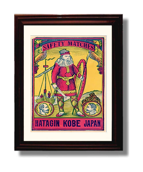 Historical - Commercial Political Satire - Safety Matches Advertising Samurai Motif Kobe Japan History Wall Art