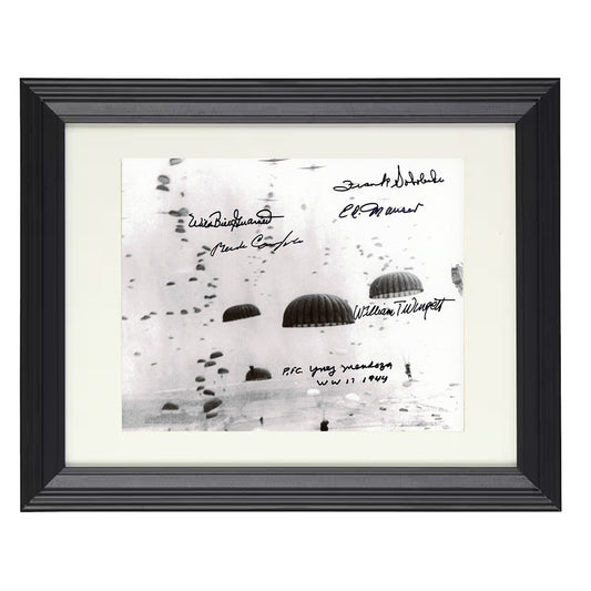 D-Day Paratroopers - Normandy Airborne Drop 1944 - Framed Print - 8x10 Beveled Frame