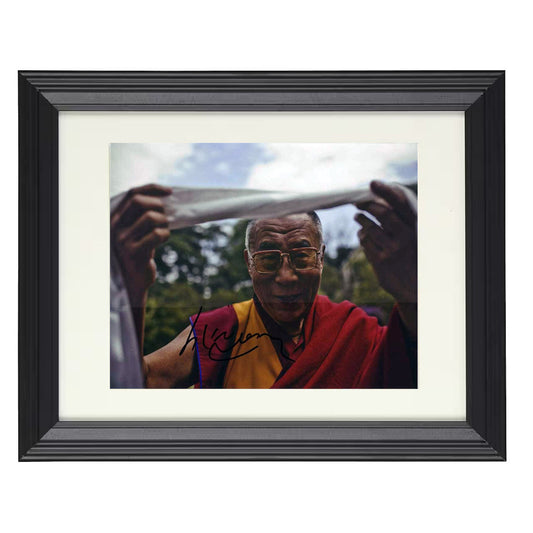Dalai Lama - Holding Prayer Scarf 8x10 Beveled Frame history wall art