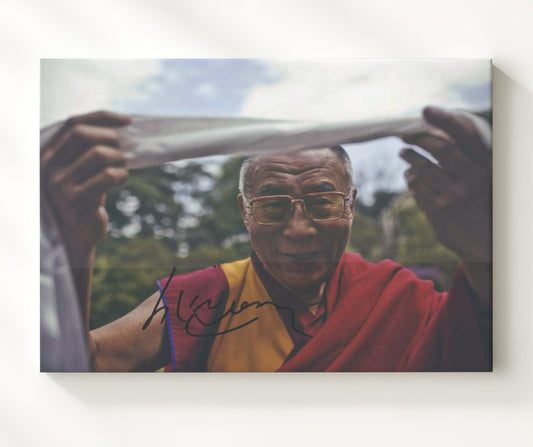 Dalai Lama - Holding Prayer Scarf 8x10 Canvas history wall art
