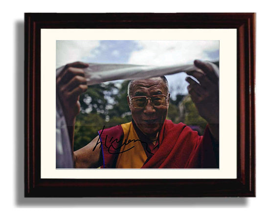 Historical - Dalai Lama - Portrait Holding Prayer Scarf - Landscape History Wall Art