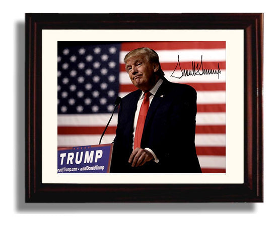 Historical - Donald Trump - Campaign Podium Speech With American Flag - Landscape History Wall Art