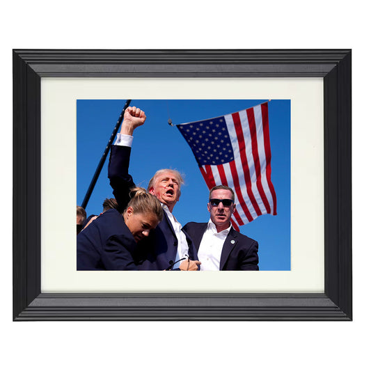 Donald Trump - Keep Fighting Rally Moment 2024 - Framed Print - 8x10 Beveled Frame