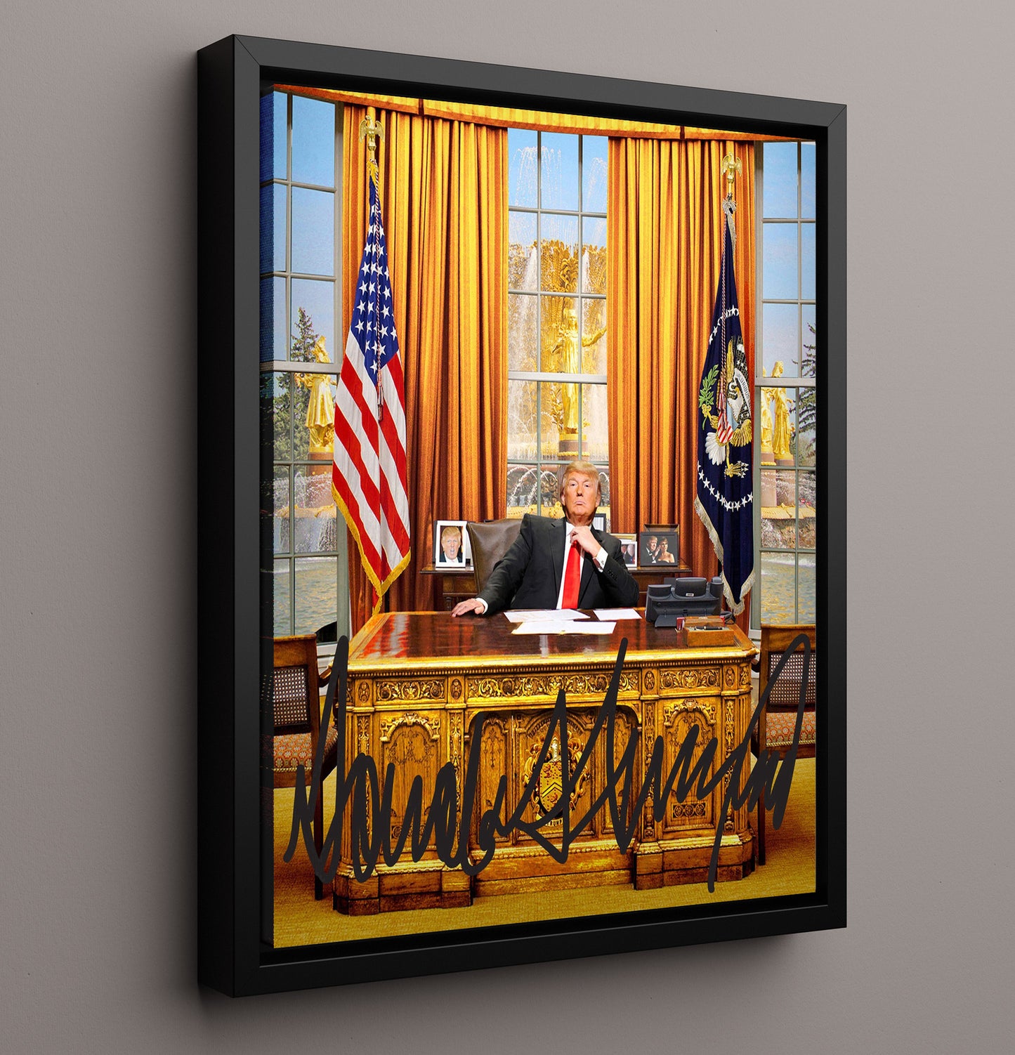 Historical - Donald Trump - Oval Office Desk Portrait 2017 History Wall Art