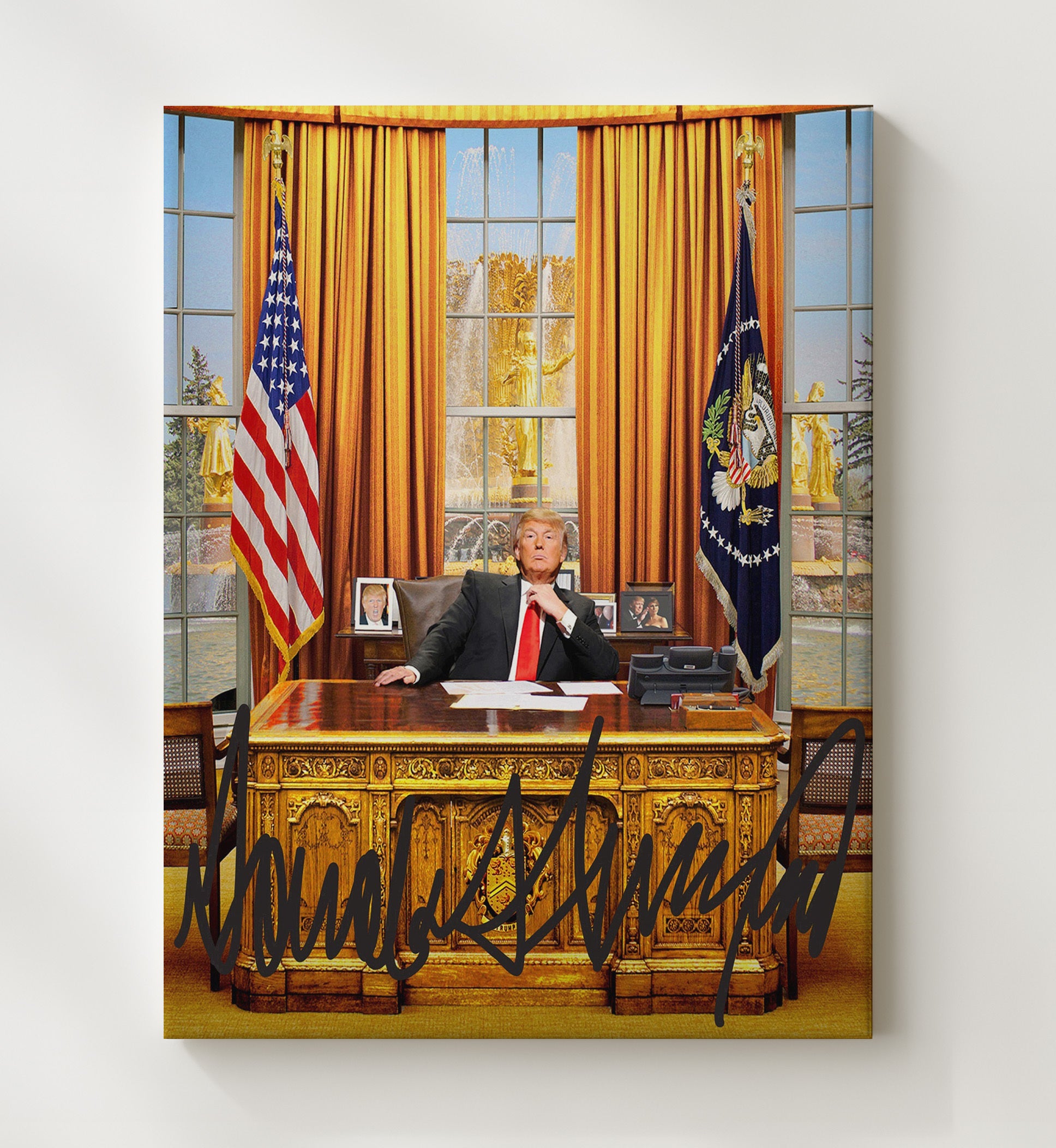 Historical - Donald Trump - Oval Office Desk Portrait 2017 History Wall Art