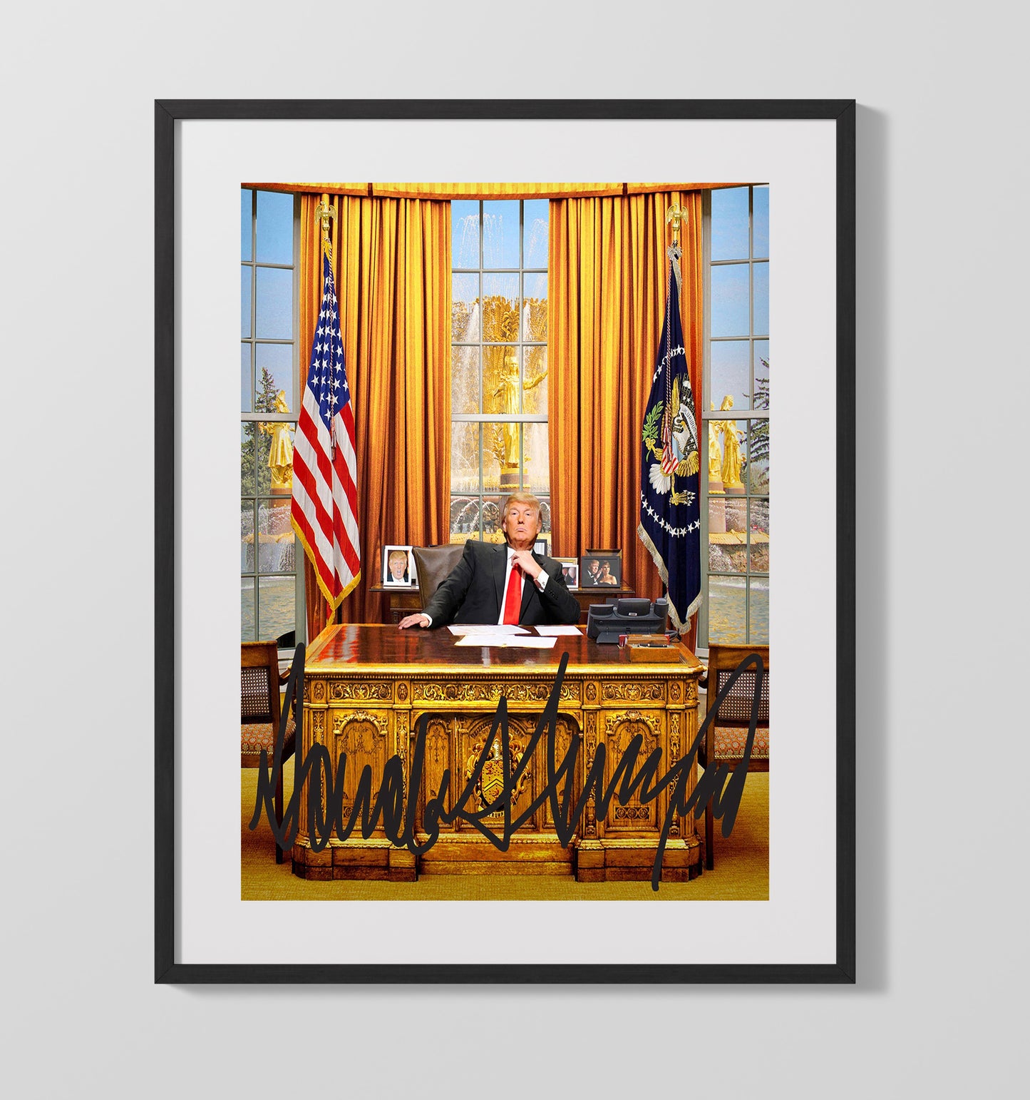 Historical - Donald Trump - Oval Office Desk Portrait 2017 History Wall Art