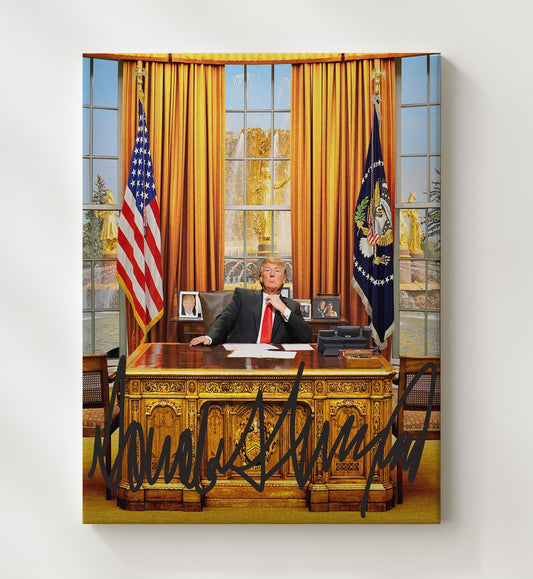 Donald Trump - Oval Office Desk 2017 - Canvas Wall Art - 8x10 Canvas