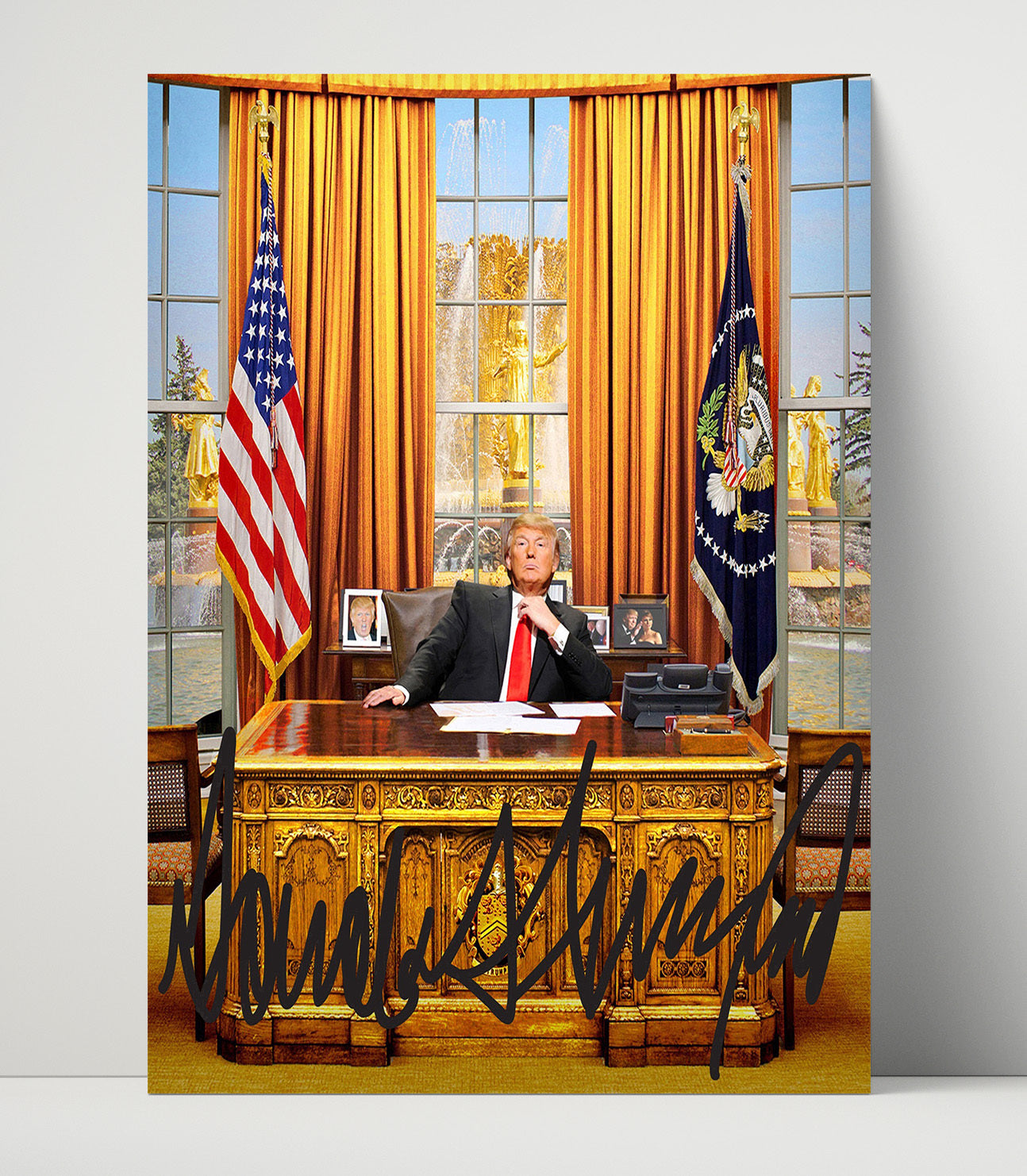 Historical - Donald Trump - Oval Office Desk Portrait 2017 History Wall Art