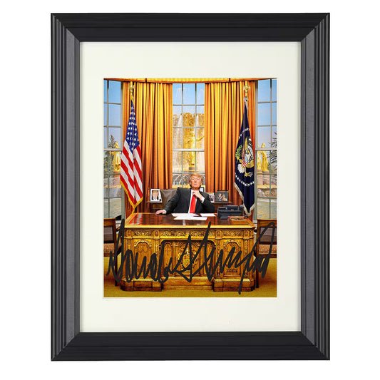 Donald Trump - Oval Office Desk 2017 - Framed Print - 8x10 Beveled Frame
