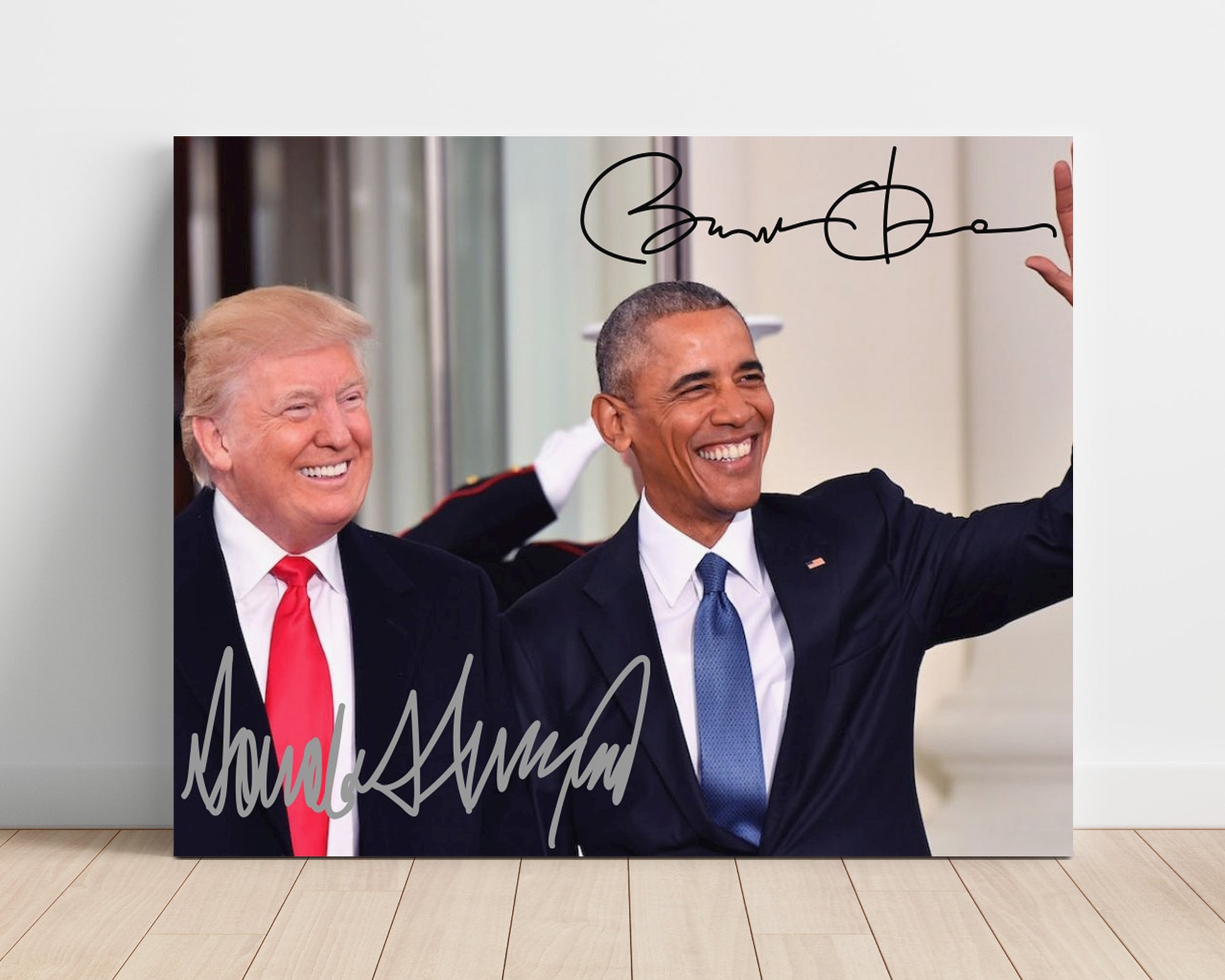 Historical - Donald Trump And Barack Obama - Presidential Transition Meeting 2016 - Landscape History Wall Art