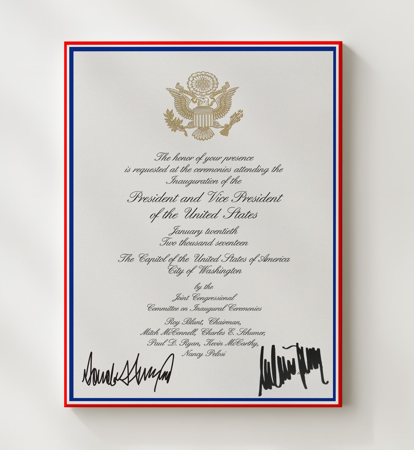 Historical - Donald Trump And Melania Trump - Inaugural Invitation Print 2017 History Wall Art