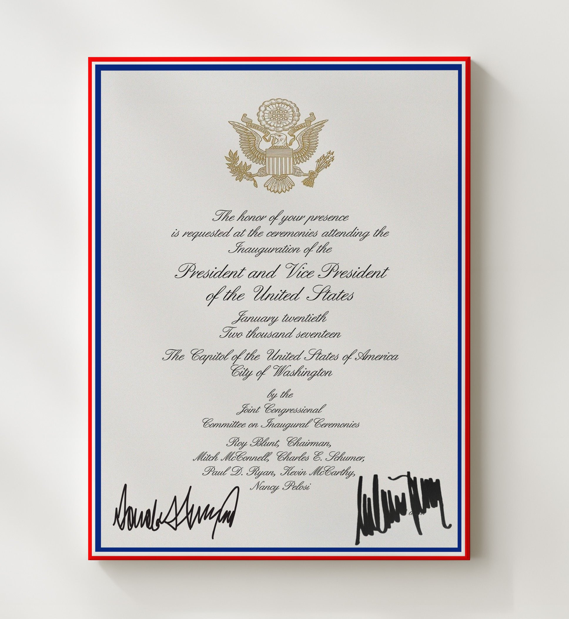 Historical - Donald Trump And Melania Trump - Inaugural Invitation Print 2017 History Wall Art